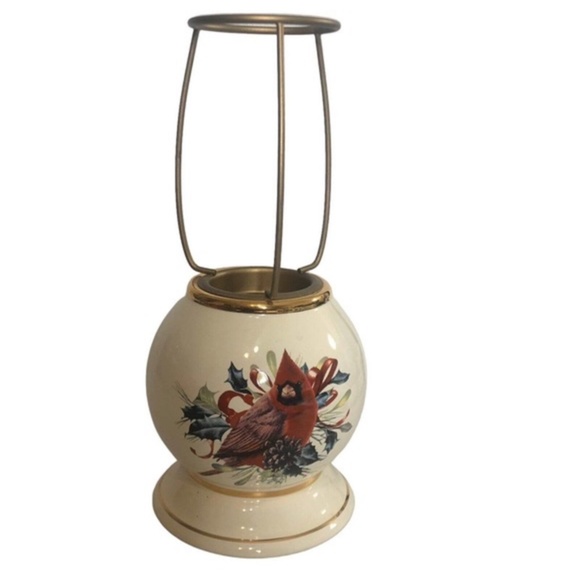 Lenox Cardinal Candle Lamp Base Winter Greetings Christmas Holiday Earthenware - Picture 1 of 9
